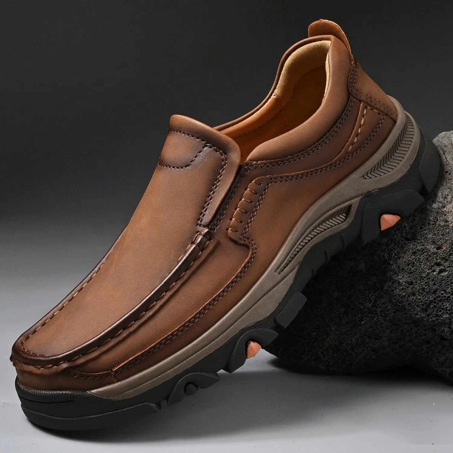 Mitchell Shoes Orthopedic Casual Genuine Leather Slip On Loafers