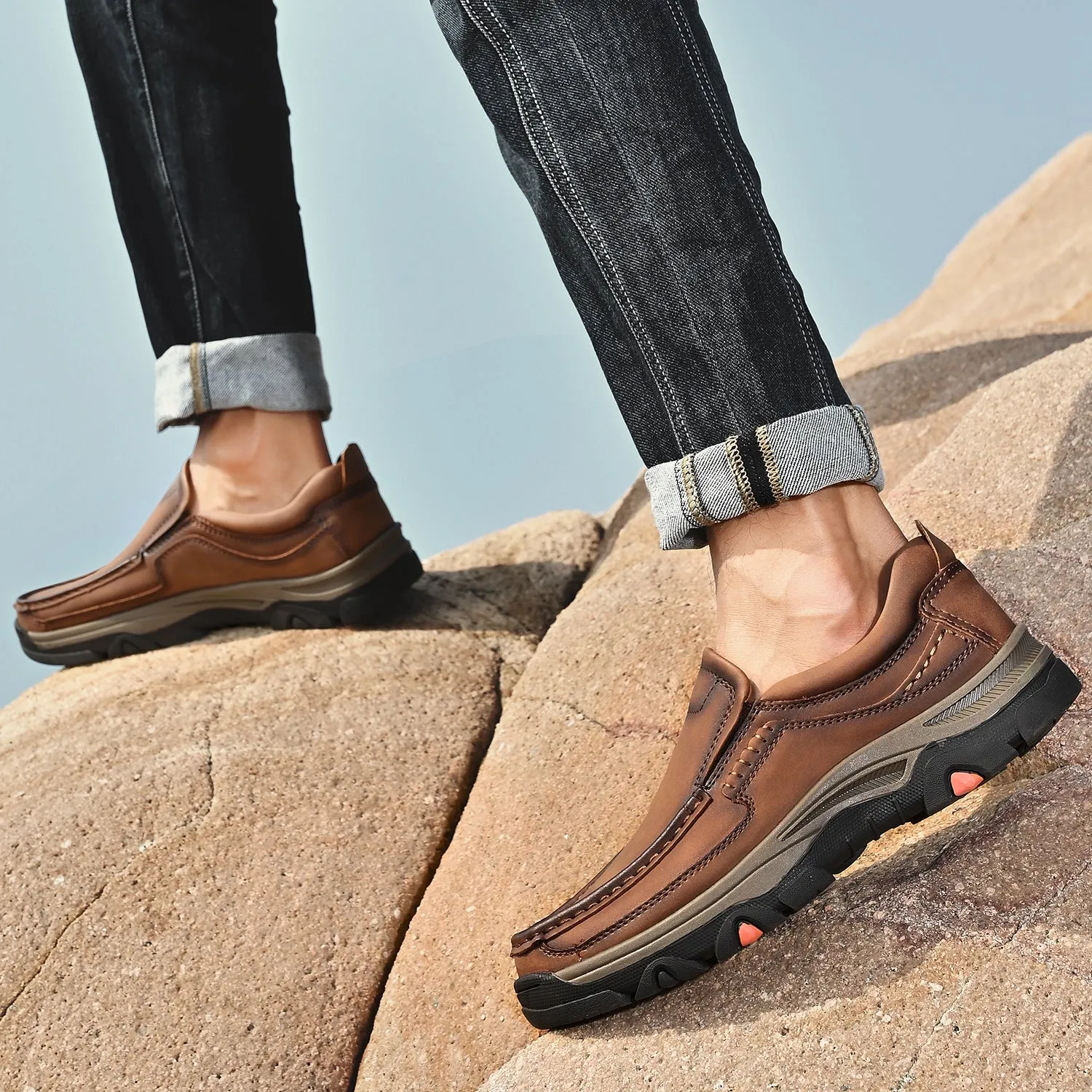 Mitchell Shoes Orthopedic Casual Genuine Leather Slip On Loafers