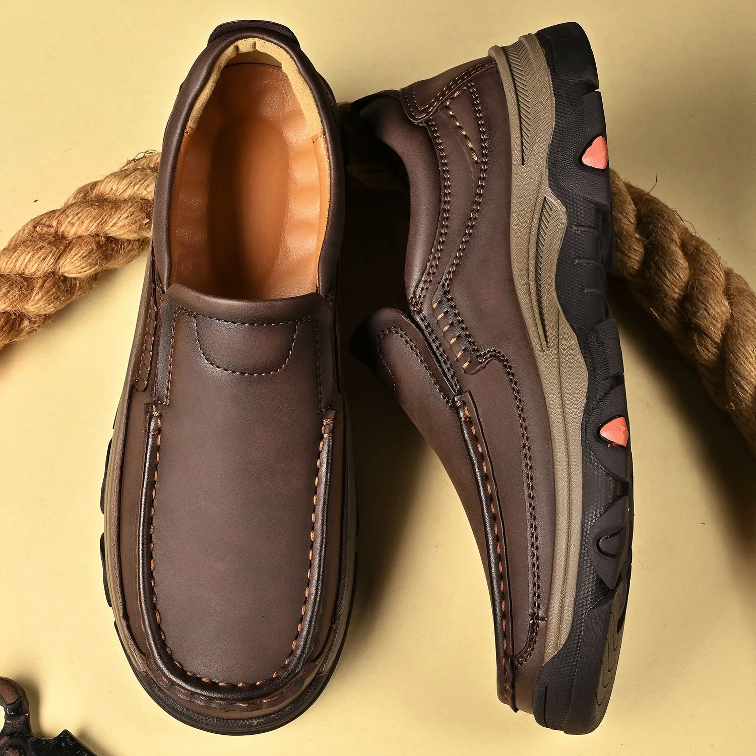 Mitchell Shoes Orthopedic Casual Genuine Leather Slip On Loafers