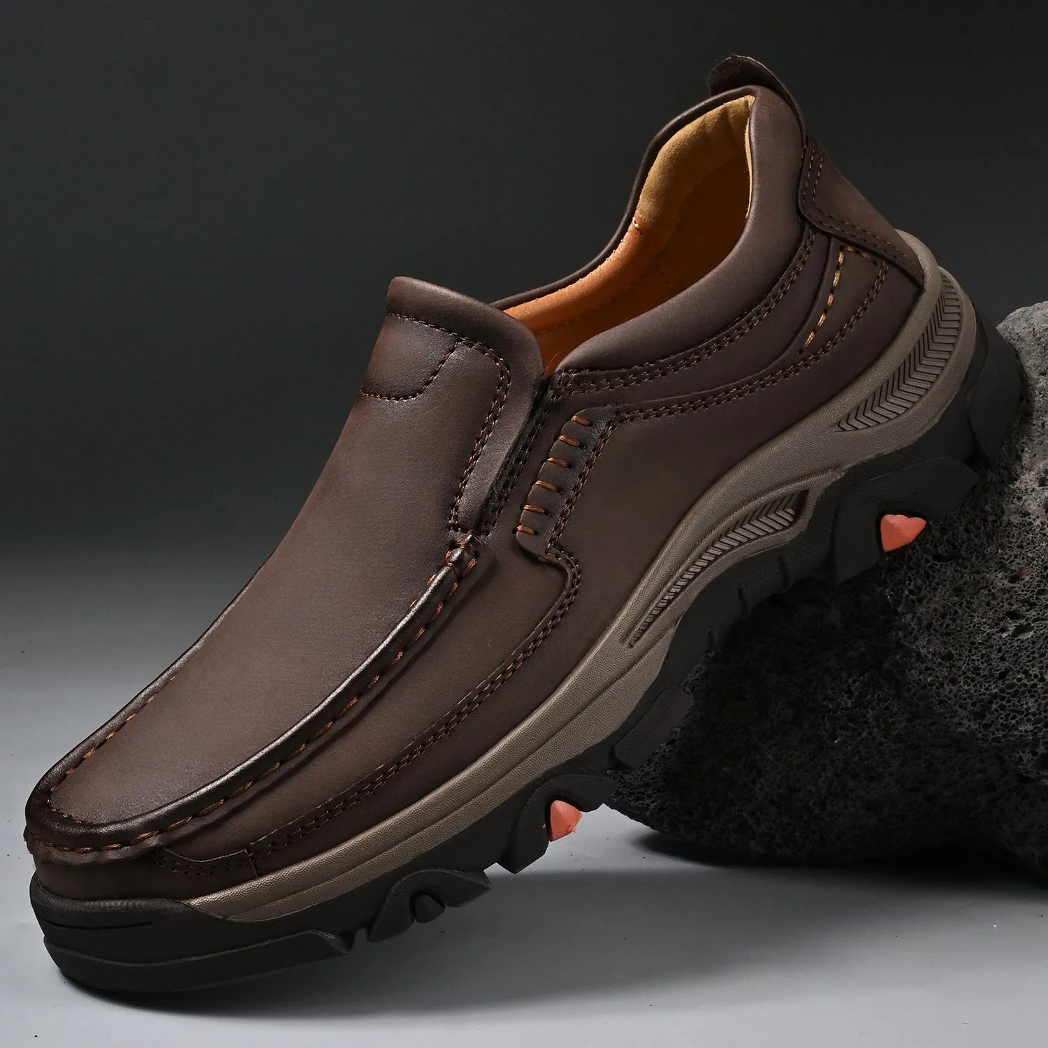 Mitchell Shoes Orthopedic Casual Genuine Leather Slip On Loafers