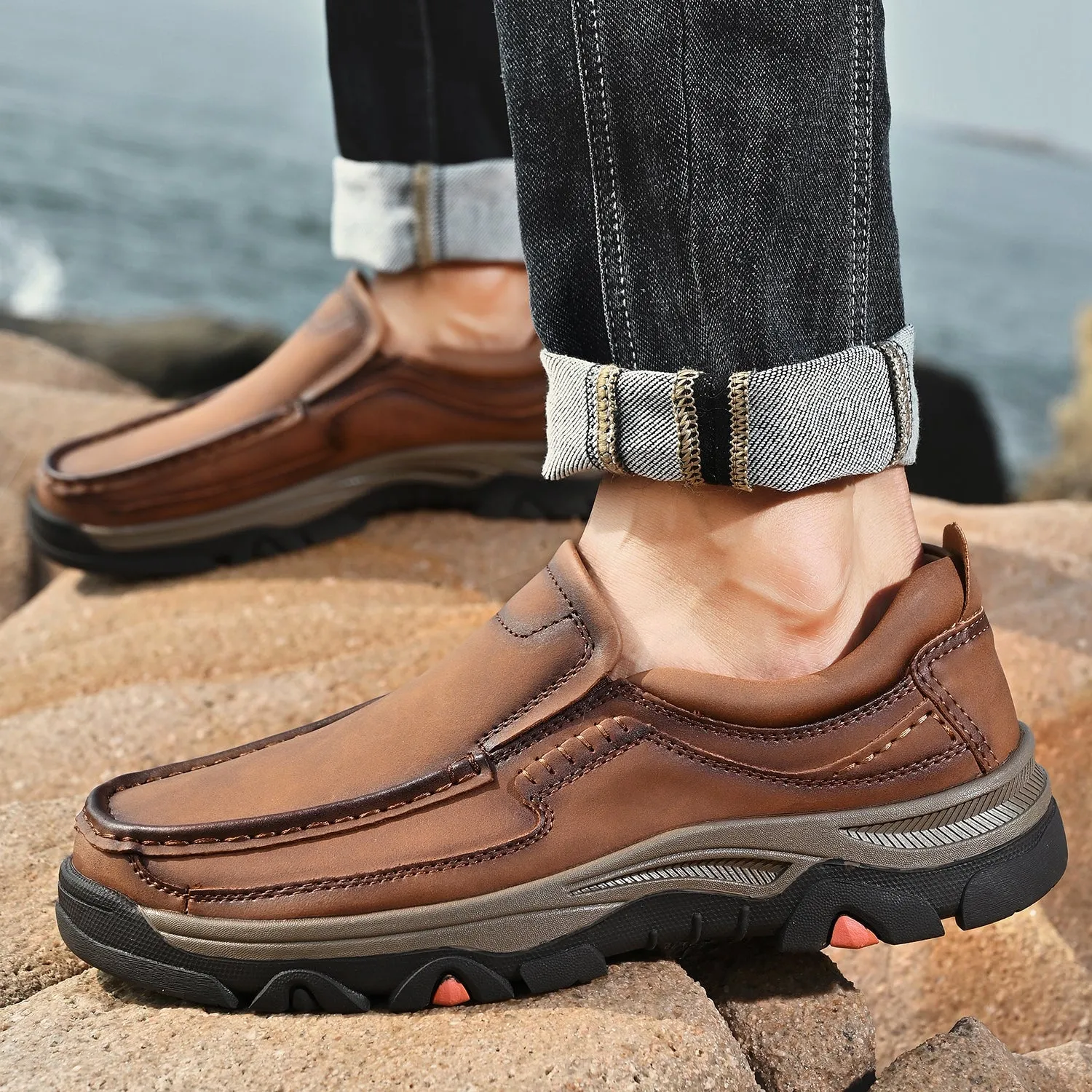 Mitchell Shoes Orthopedic Casual Genuine Leather Slip On Loafers