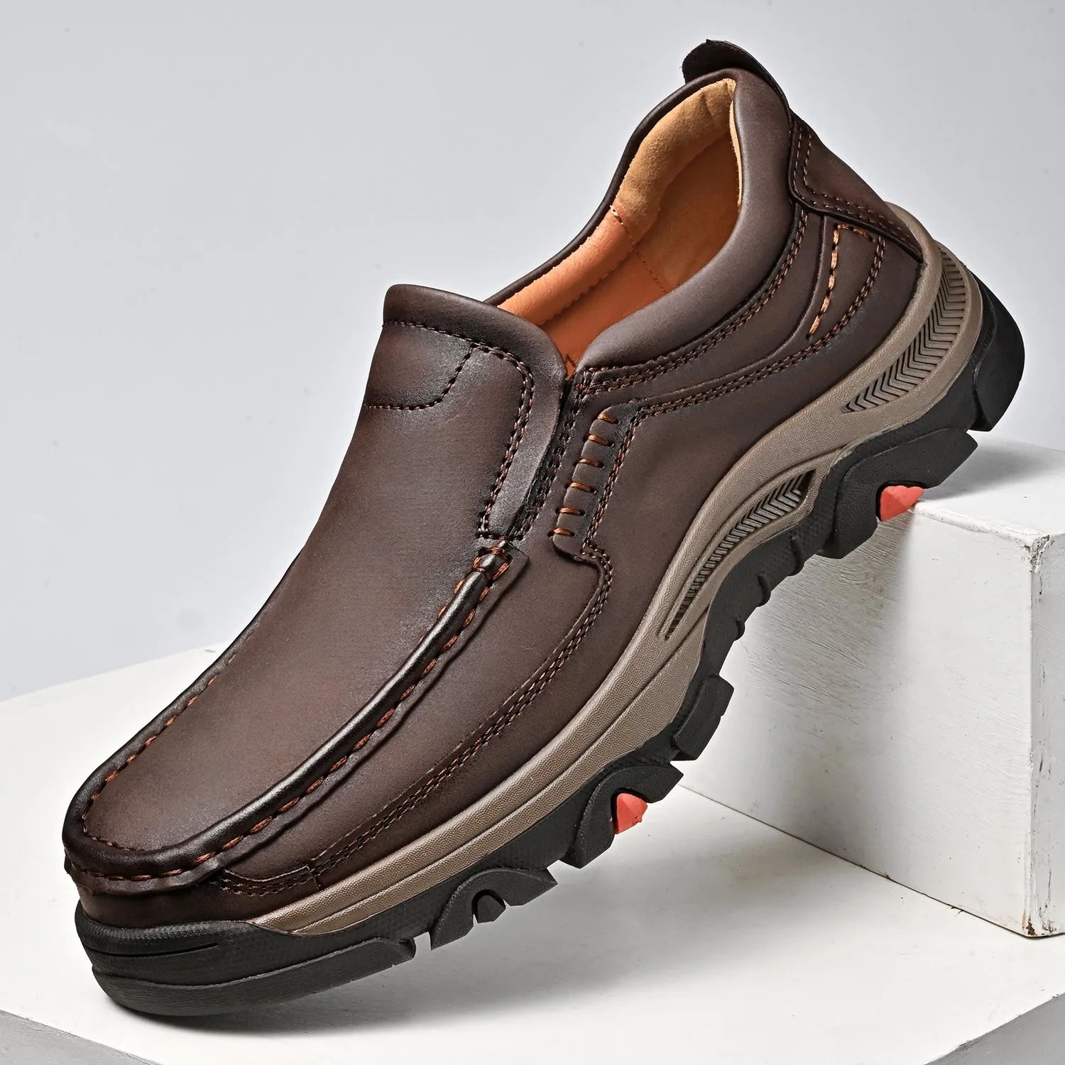 Mitchell Shoes Orthopedic Casual Genuine Leather Slip On Loafers