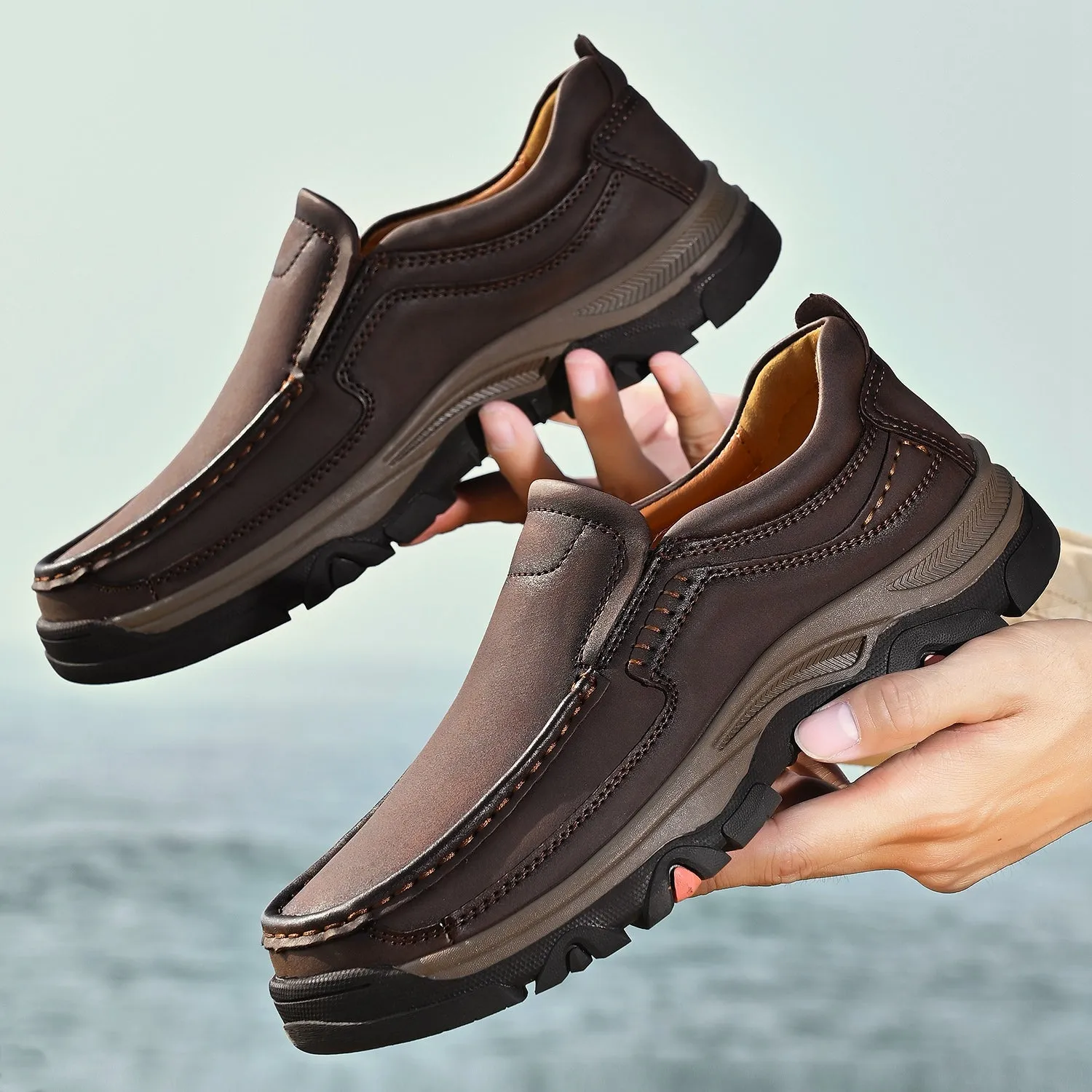 Mitchell Shoes Orthopedic Casual Genuine Leather Slip On Loafers