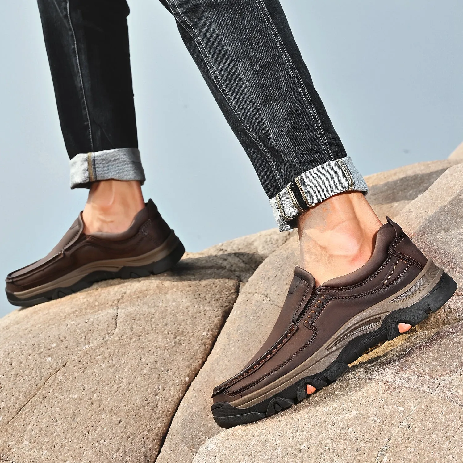Mitchell Shoes Orthopedic Casual Genuine Leather Slip On Loafers