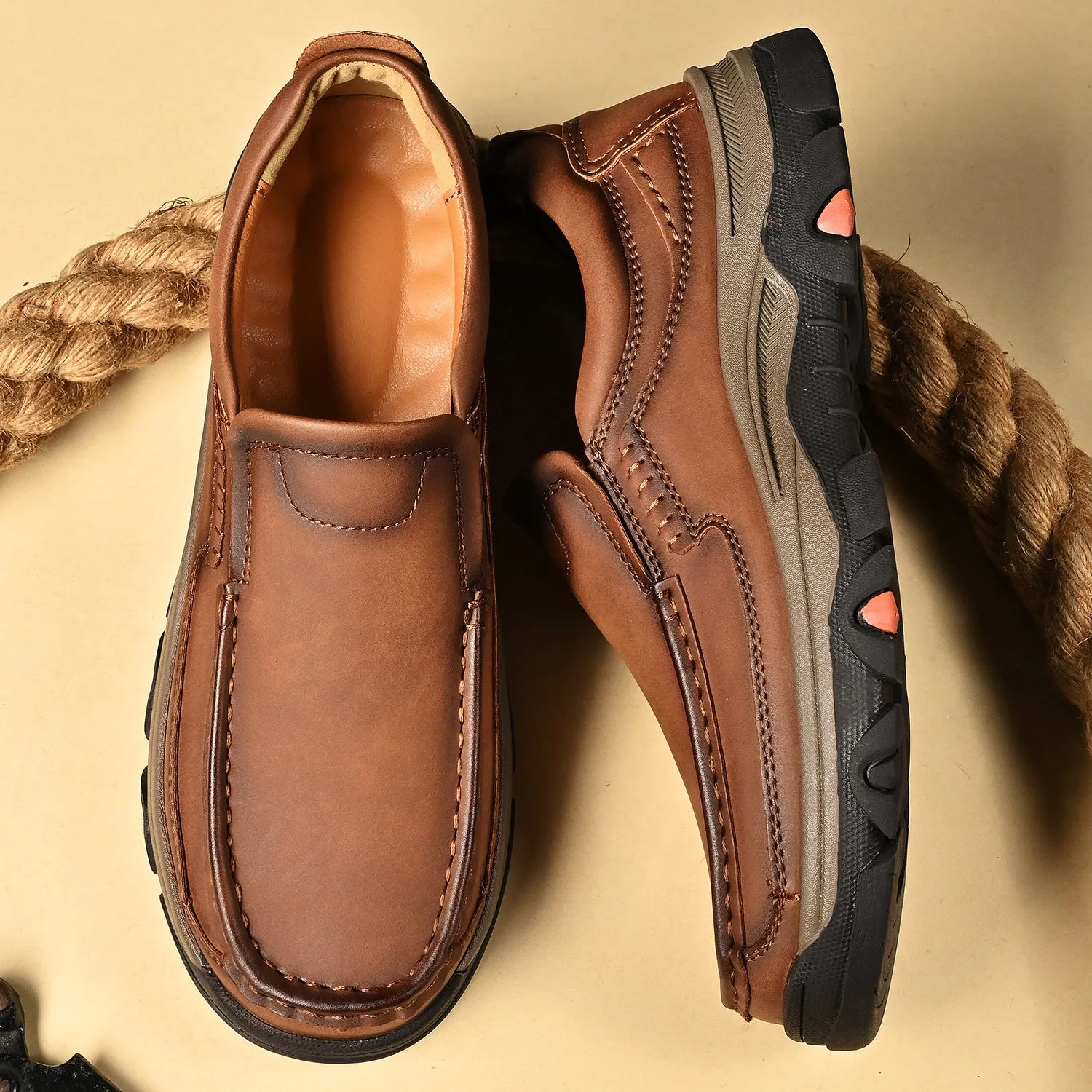Mitchell Shoes Orthopedic Casual Genuine Leather Slip On Loafers