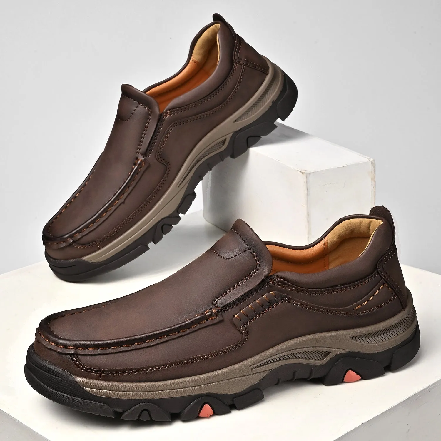 Mitchell Shoes Orthopedic Casual Genuine Leather Slip On Loafers