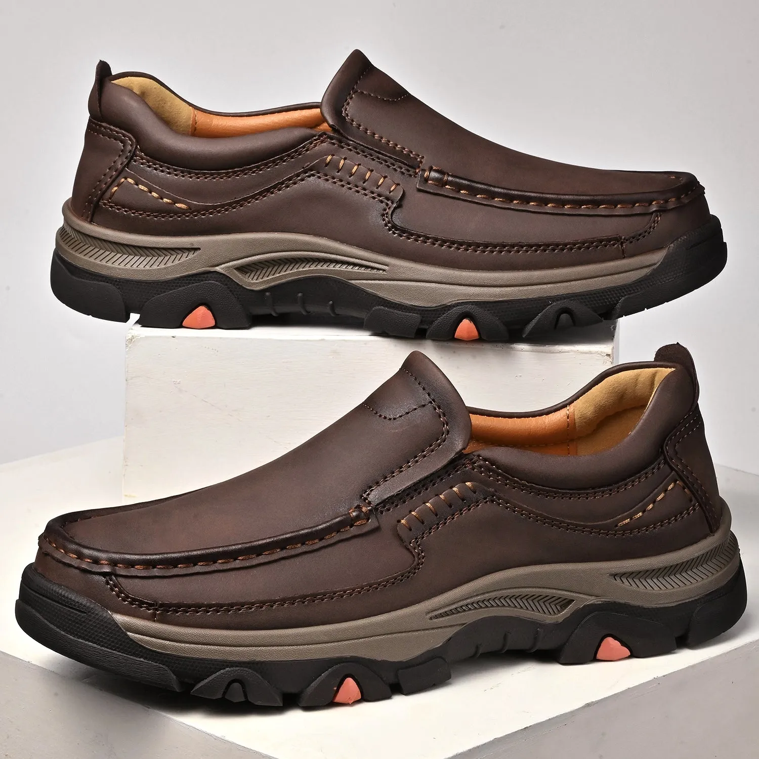 Mitchell Shoes Orthopedic Casual Genuine Leather Slip On Loafers