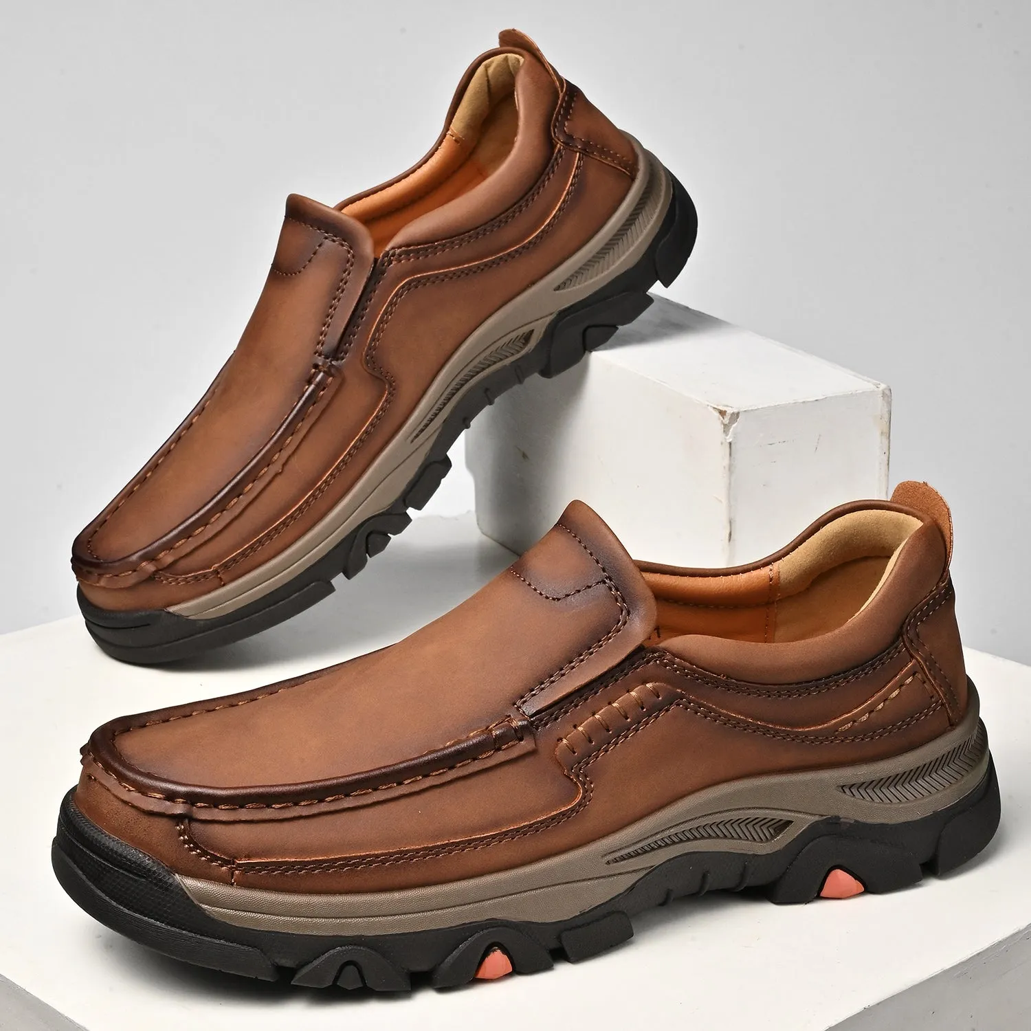 Mitchell Shoes Orthopedic Casual Genuine Leather Slip On Loafers