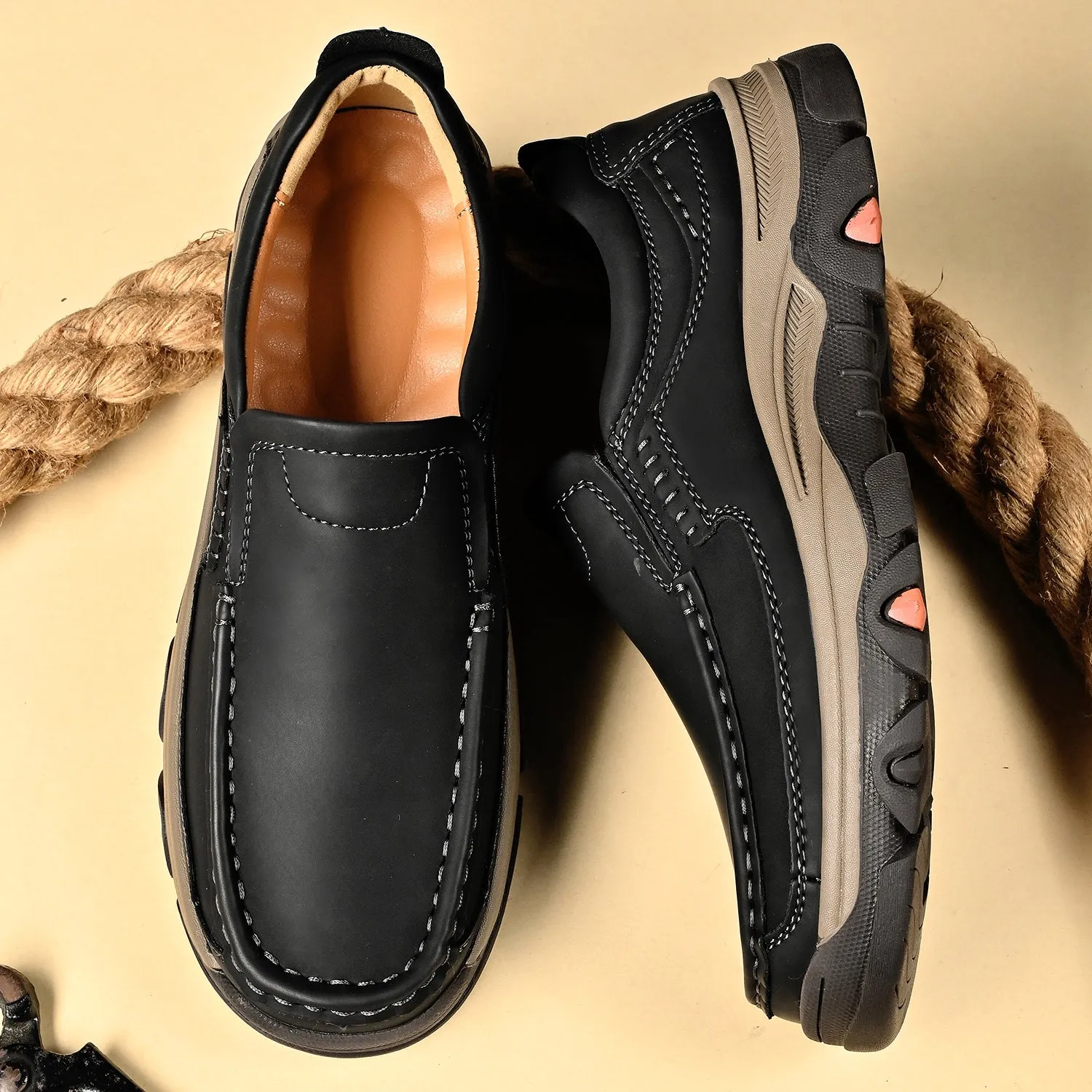 Mitchell Shoes Orthopedic Casual Genuine Leather Slip On Loafers
