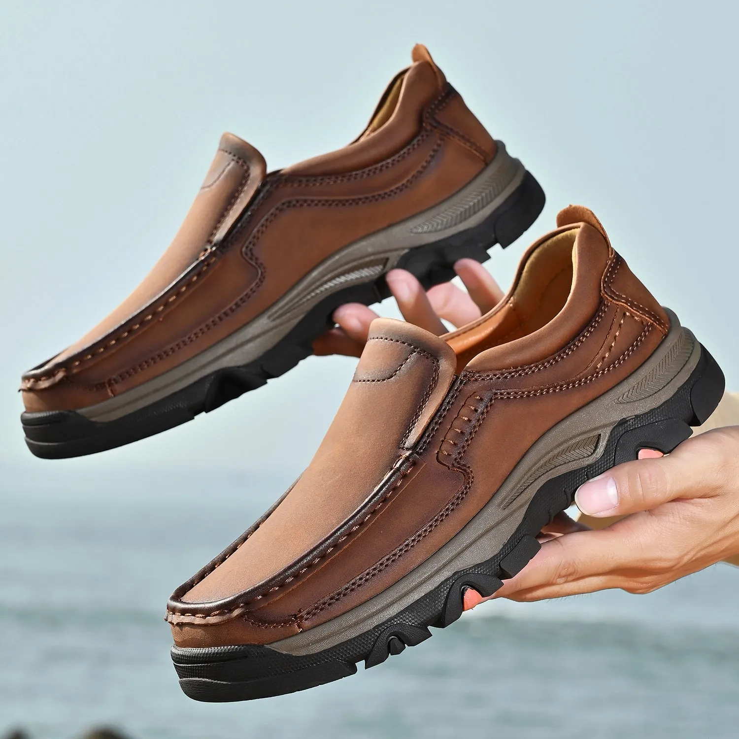Mitchell Shoes Orthopedic Casual Genuine Leather Slip On Loafers