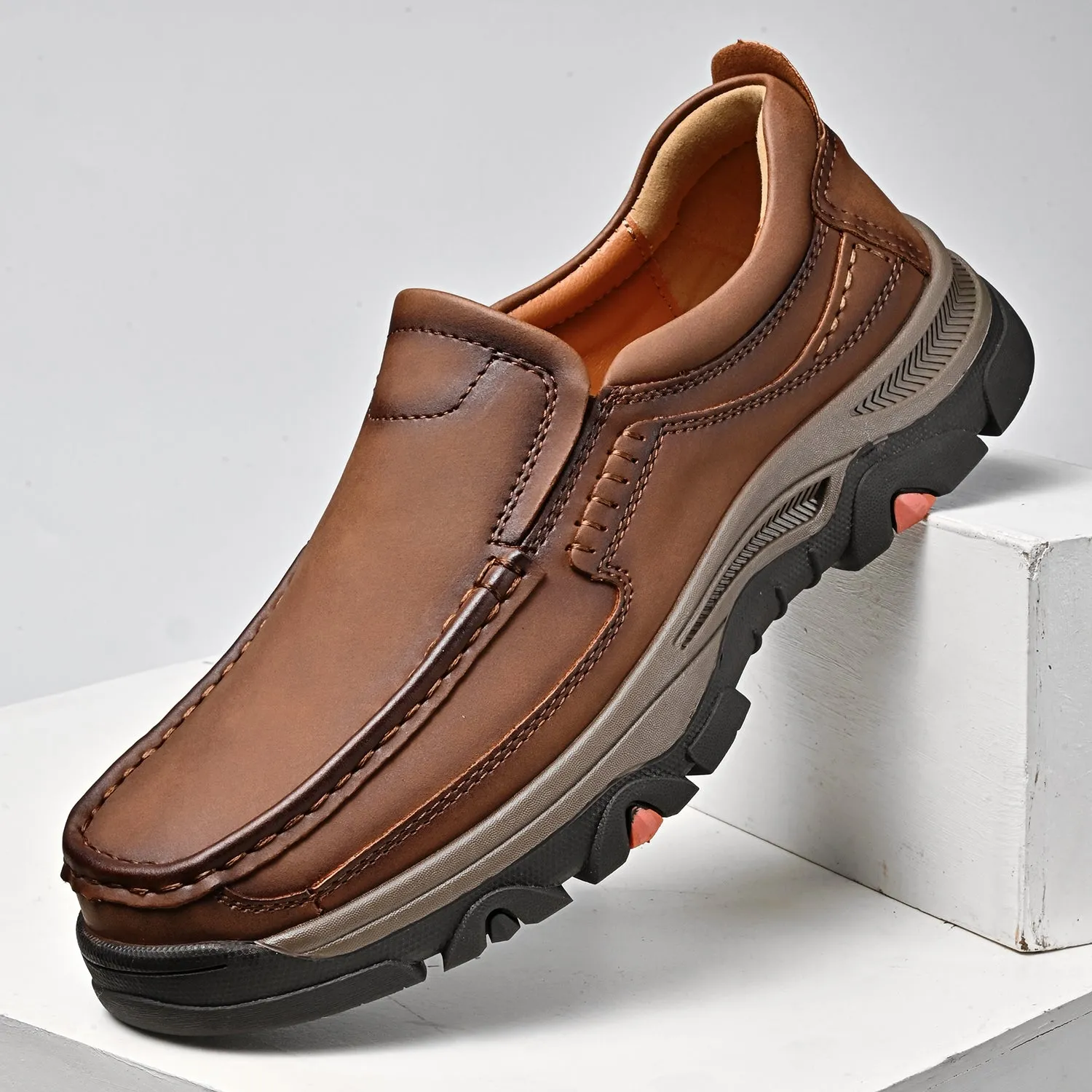 Mitchell Shoes Orthopedic Casual Genuine Leather Slip On Loafers