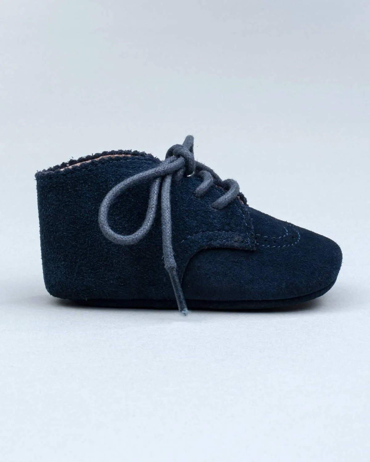 Oliver Navy Suede Brogue Crib Shoe