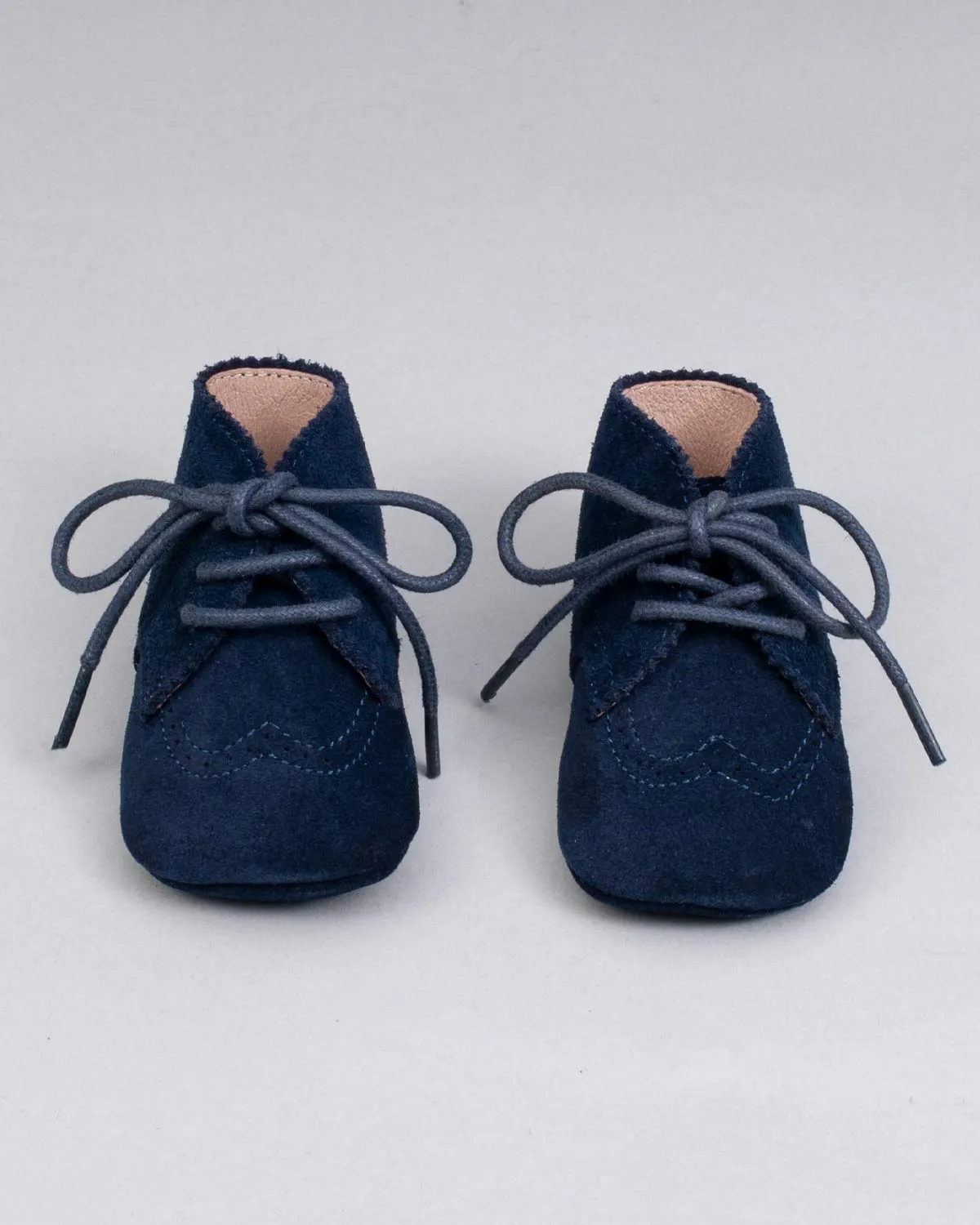 Oliver Navy Suede Brogue Crib Shoe