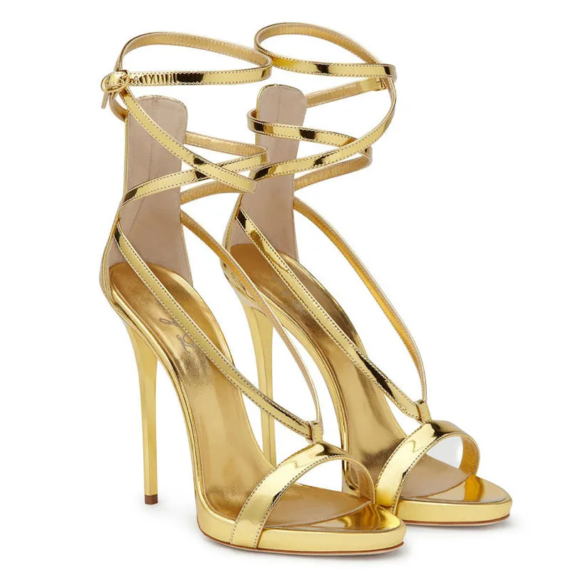 Patent Leather Lace Up High Heels Party Shoe