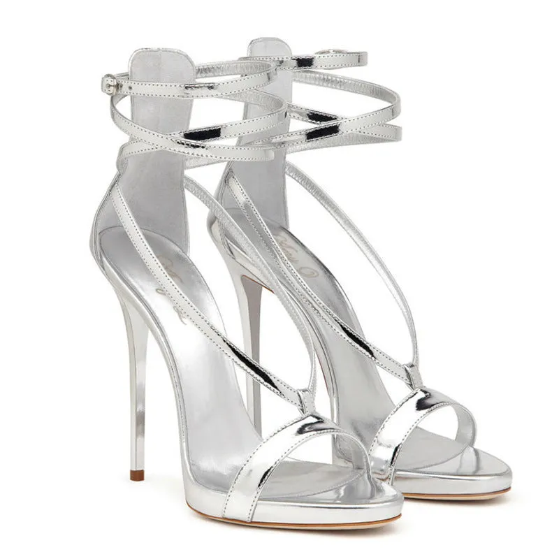 Patent Leather Lace Up High Heels Party Shoe