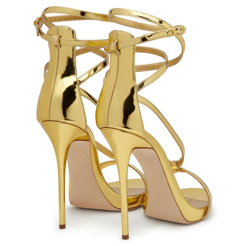 Patent Leather Lace Up High Heels Party Shoe