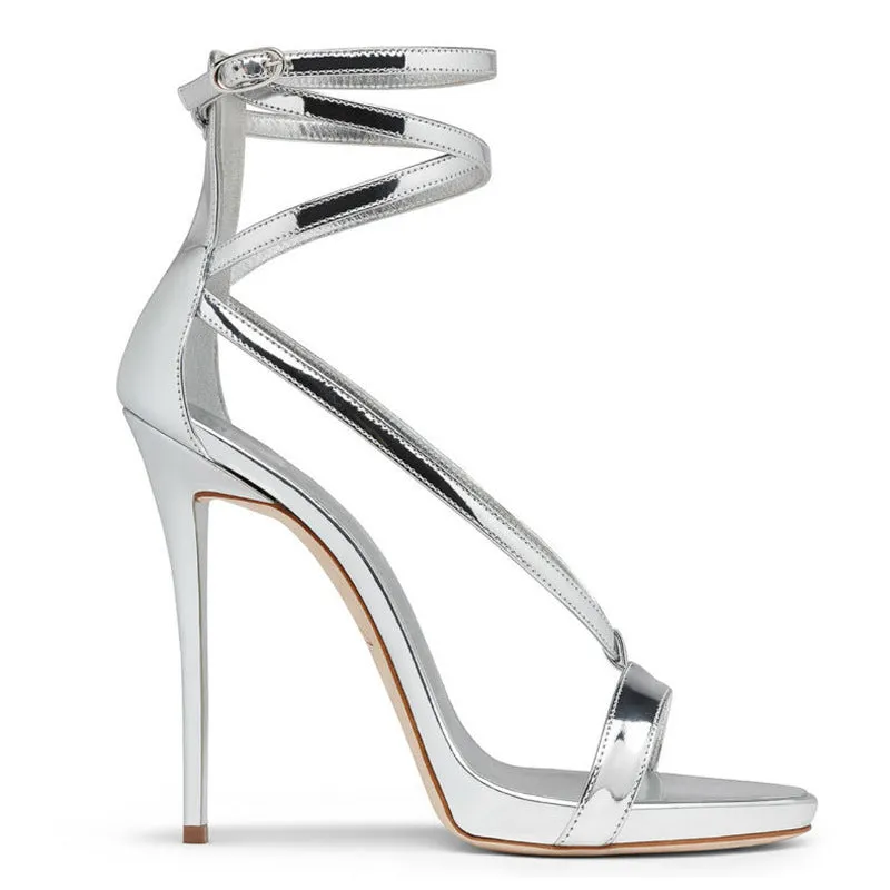 Patent Leather Lace Up High Heels Party Shoe