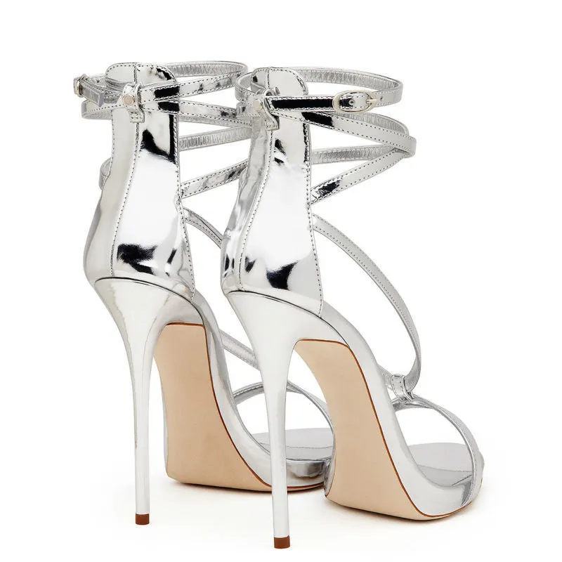 Patent Leather Lace Up High Heels Party Shoe