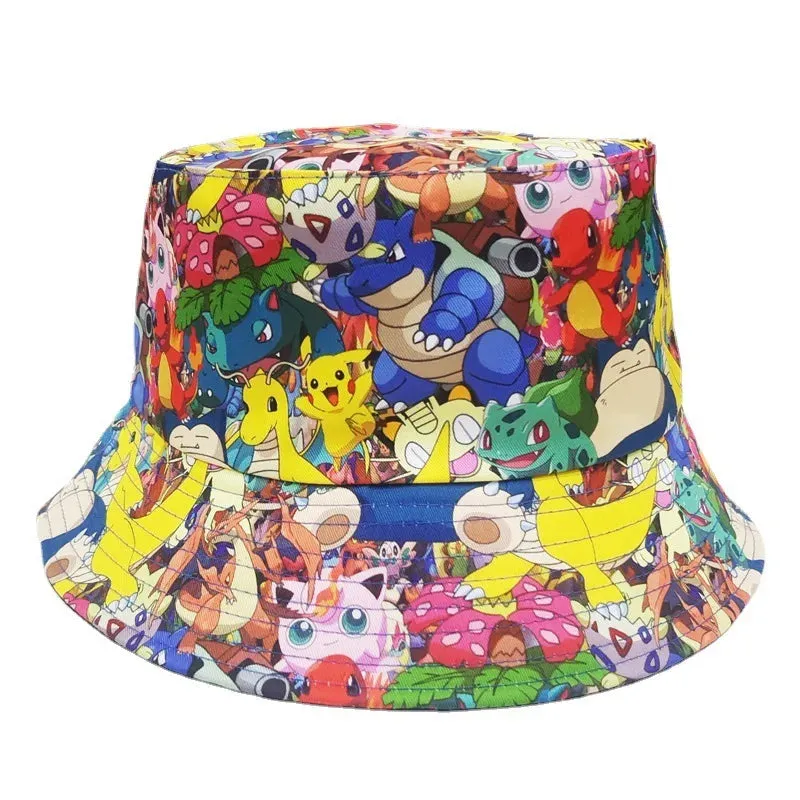 Pikachu Bucket Hat Anime Panama Summer Sun Hat Cute Bucket Fisherman Beach Outdoor Hat Cap for Adult Birthday Gifts