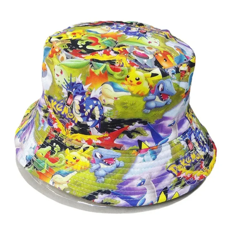 Pikachu Bucket Hat Anime Panama Summer Sun Hat Cute Bucket Fisherman Beach Outdoor Hat Cap for Adult Birthday Gifts