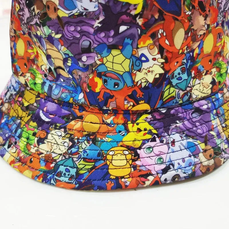 Pikachu Bucket Hat Anime Panama Summer Sun Hat Cute Bucket Fisherman Beach Outdoor Hat Cap for Adult Birthday Gifts