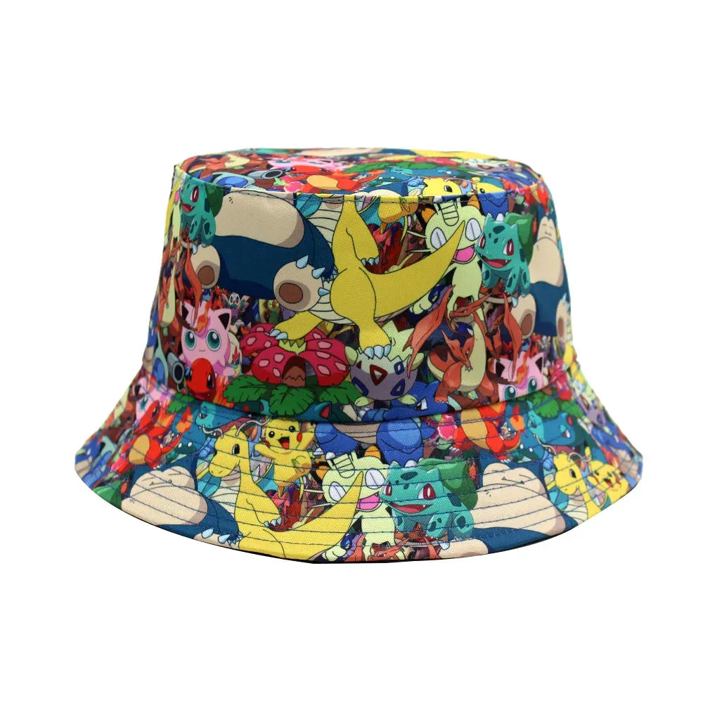 Pikachu Bucket Hat Anime Panama Summer Sun Hat Cute Bucket Fisherman Beach Outdoor Hat Cap for Adult Birthday Gifts