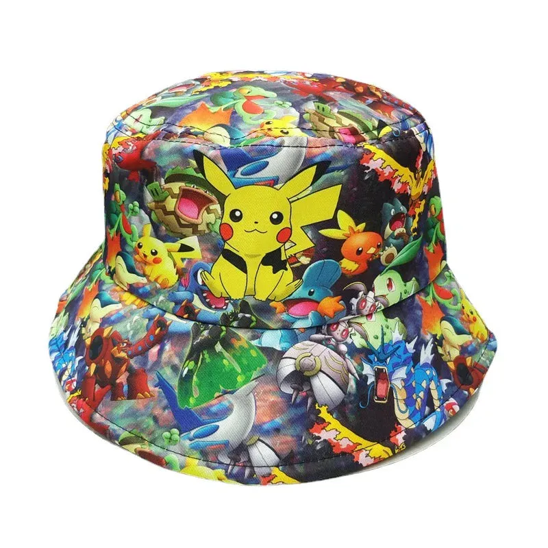 Pikachu Bucket Hat Anime Panama Summer Sun Hat Cute Bucket Fisherman Beach Outdoor Hat Cap for Adult Birthday Gifts