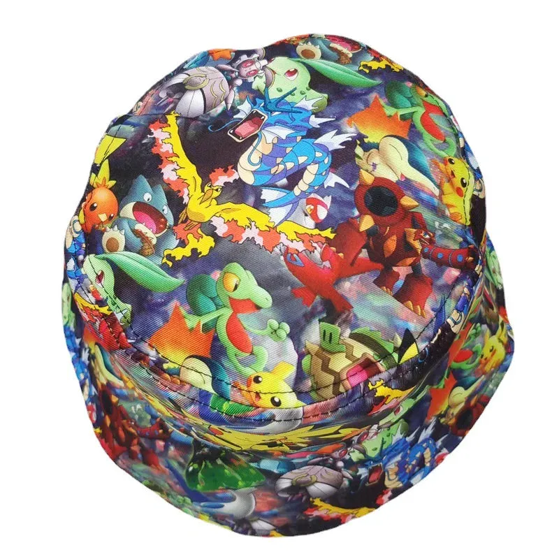 Pikachu Bucket Hat Anime Panama Summer Sun Hat Cute Bucket Fisherman Beach Outdoor Hat Cap for Adult Birthday Gifts