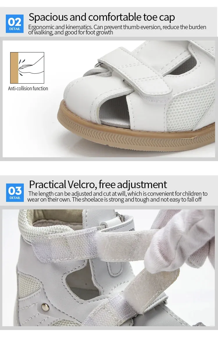 Princepard Orthopedic Leather Shoes for Children 2020 Summer Toddler Kids Girls Sandals Non-Slip Amortizing Sole and Thomas Heel