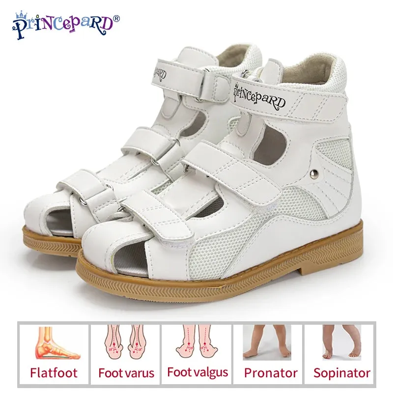 Princepard Orthopedic Leather Shoes for Children 2020 Summer Toddler Kids Girls Sandals Non-Slip Amortizing Sole and Thomas Heel