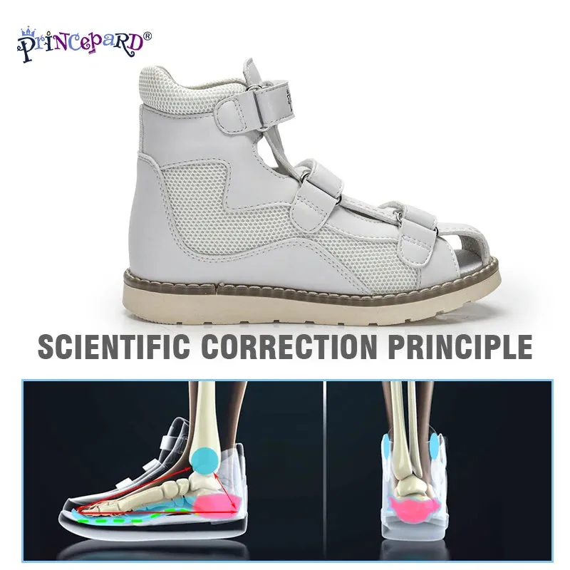 Princepard Orthopedic Leather Shoes for Children 2020 Summer Toddler Kids Girls Sandals Non-Slip Amortizing Sole and Thomas Heel