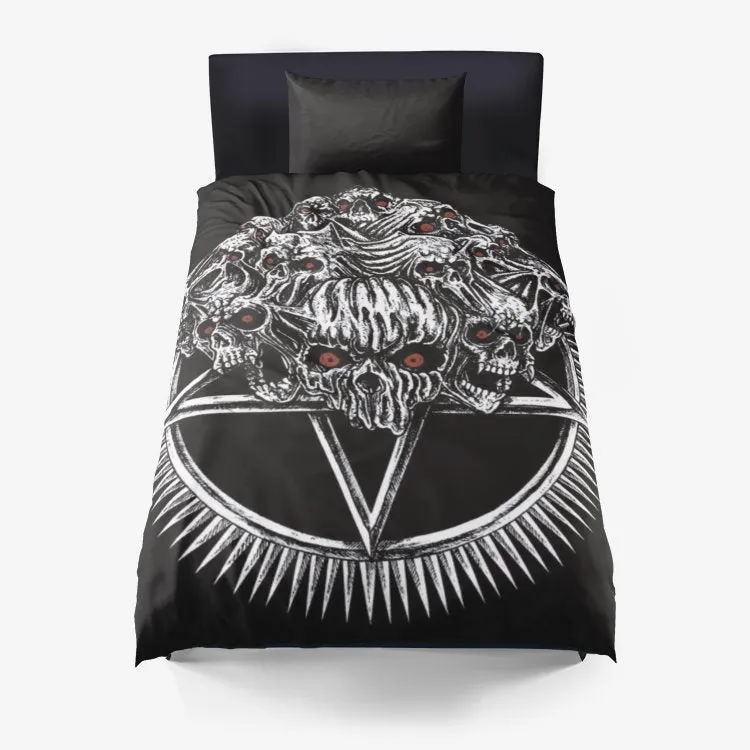 Satanic Death Metal Thrash Metal Heavy Metal Music Skull Spike Inverted Pentagram 3 Piece Duvet Set