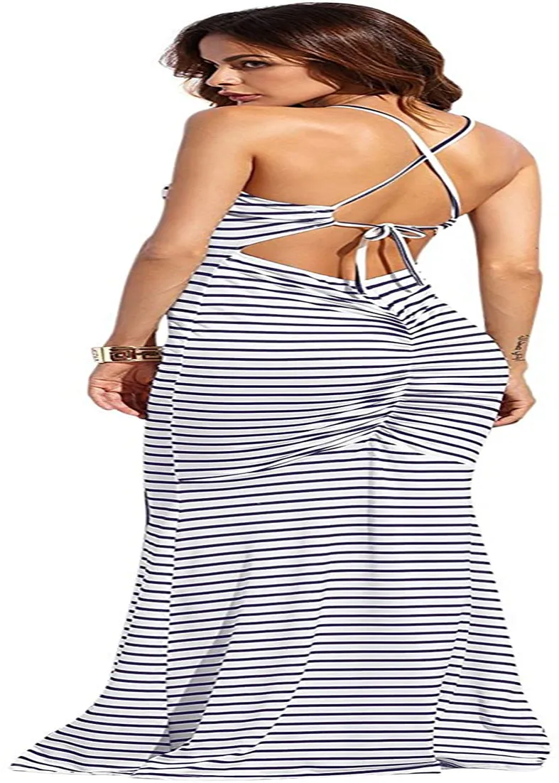 SheIn Women's Strappy Backless Summer Evening Party Maxi Dress