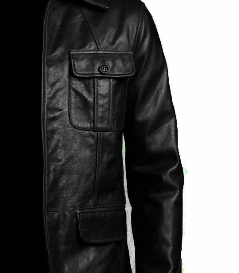 Slim Fit Real Leather Men's Biker Coat