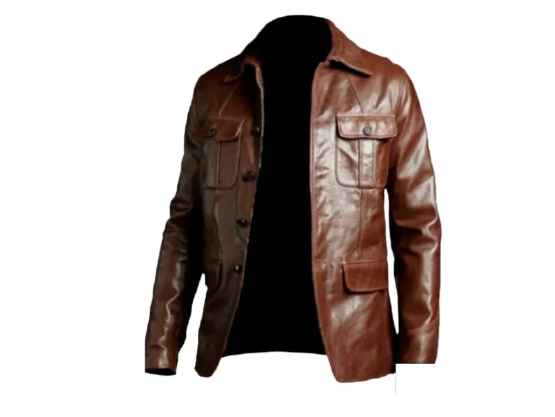 Slim Fit Real Leather Men's Biker Coat
