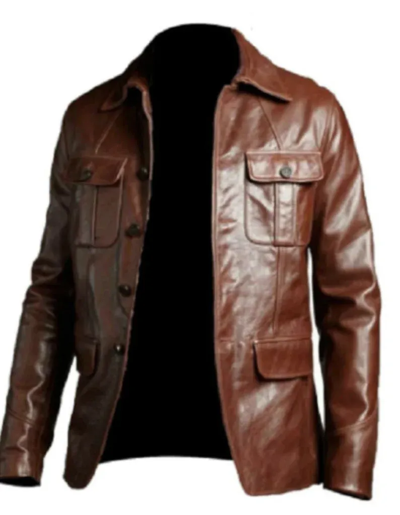 Slim Fit Real Leather Men's Biker Coat