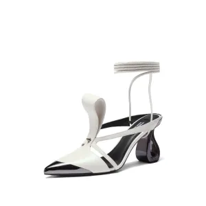 ST x Robert Wun Beige Cross Strap Pumps