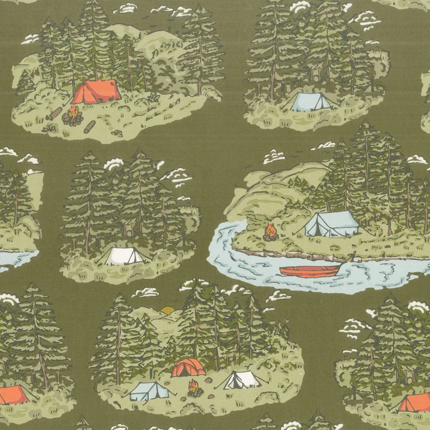 The Great Outdoors - Vintage Camping Forest Yardage