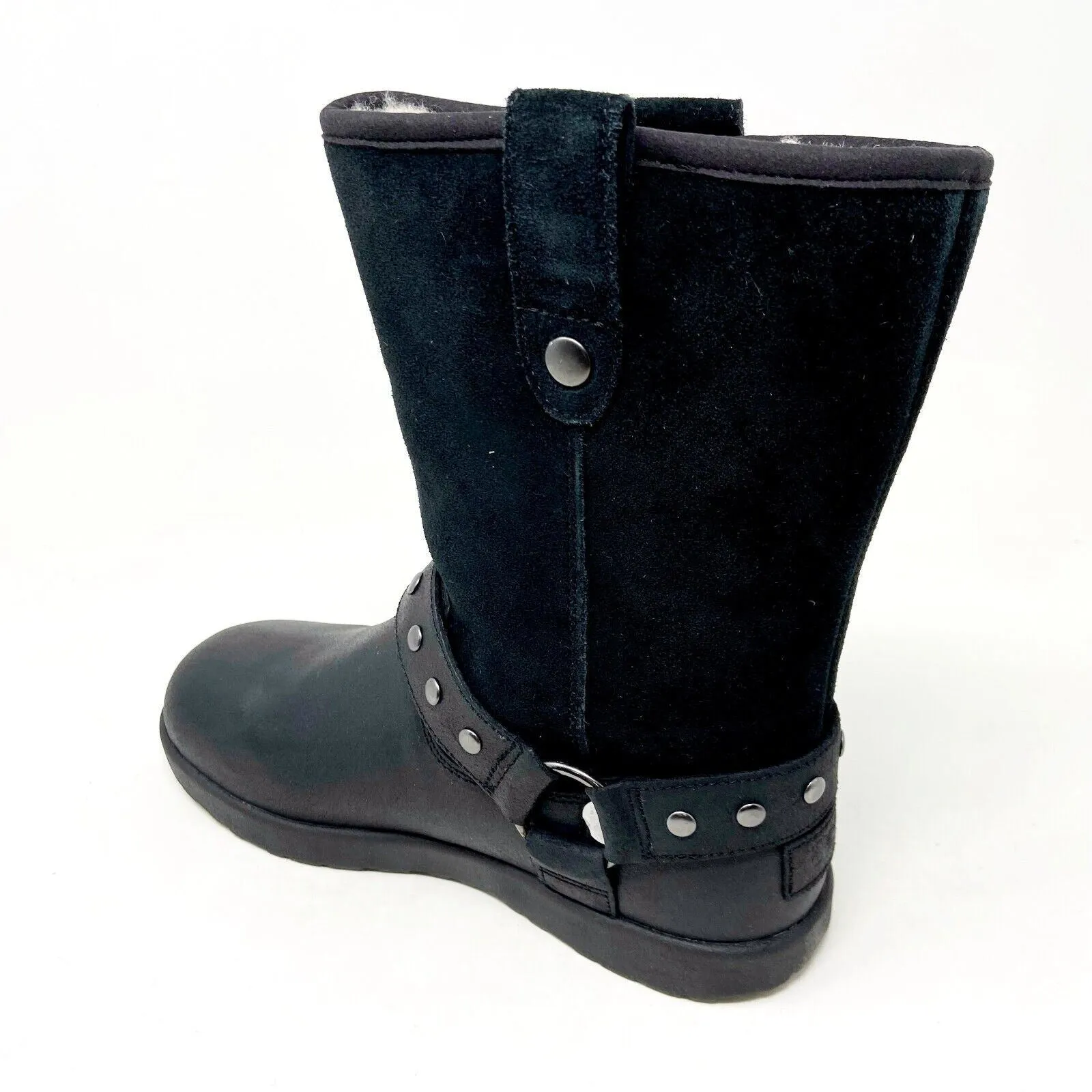 UGG Moto Short Chocolate Black Kids Girls Winter Suede Boots 1013863