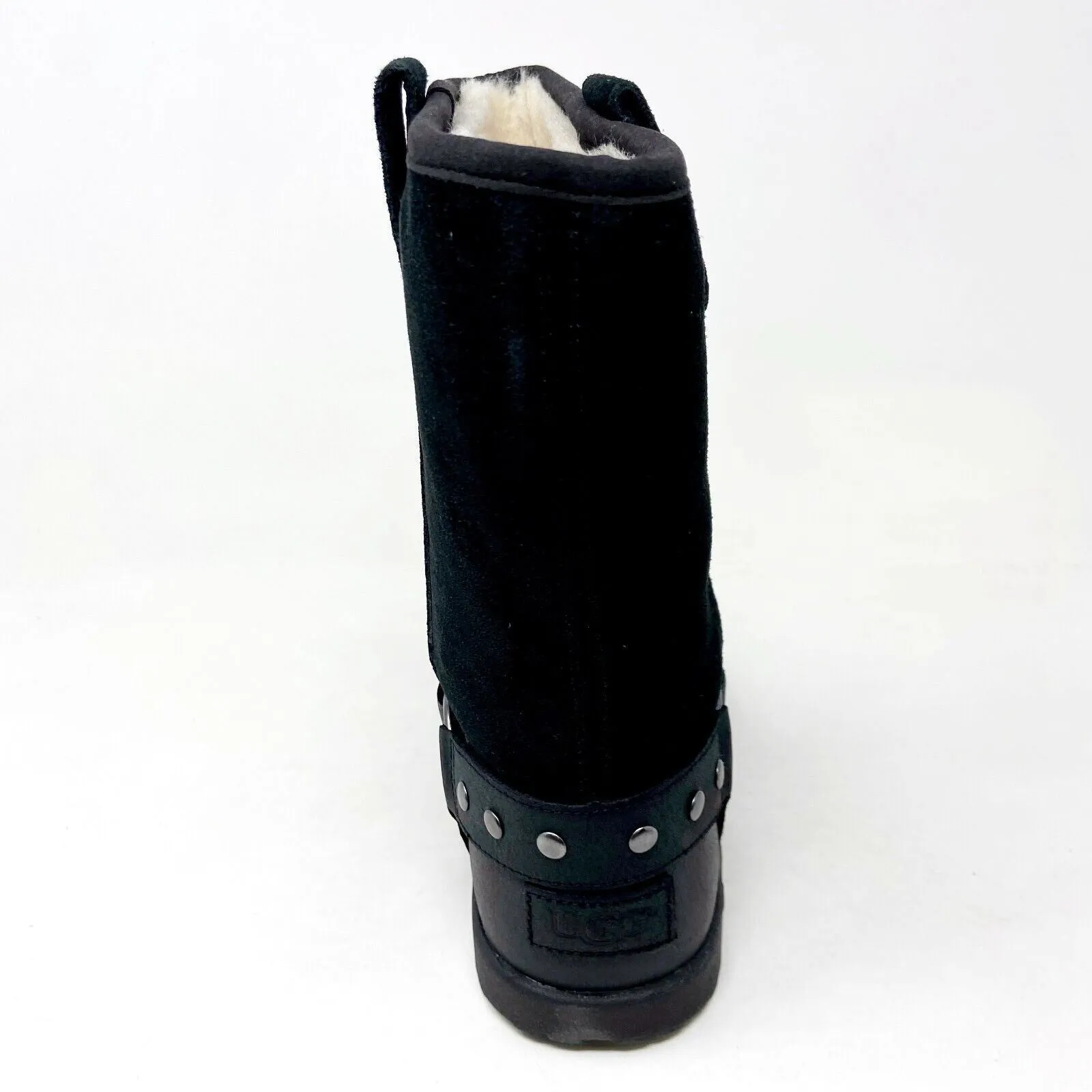 UGG Moto Short Chocolate Black Kids Girls Winter Suede Boots 1013863