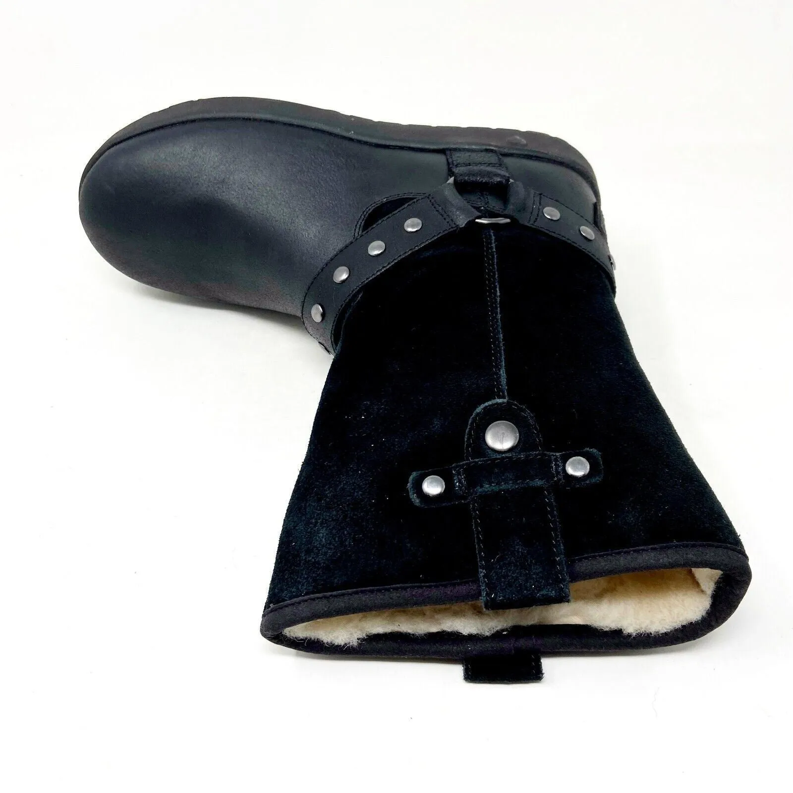 UGG Moto Short Chocolate Black Kids Girls Winter Suede Boots 1013863