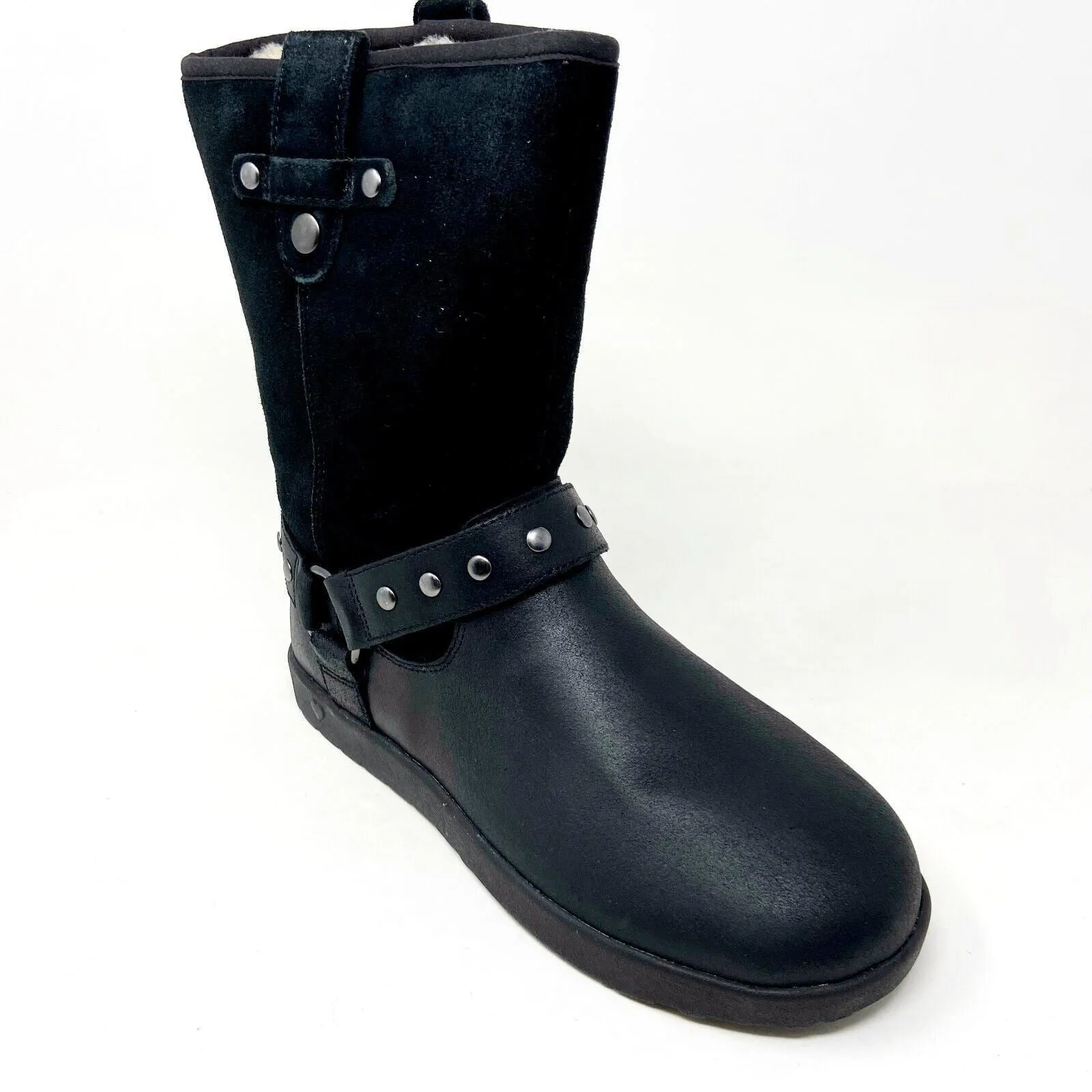 UGG Moto Short Chocolate Black Kids Girls Winter Suede Boots 1013863