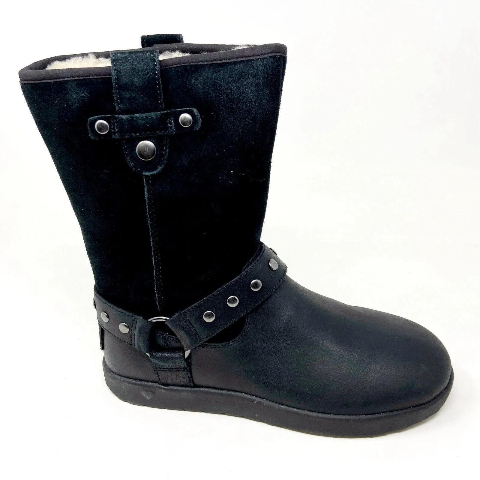 UGG Moto Short Chocolate Black Kids Girls Winter Suede Boots 1013863