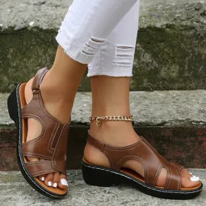Weddy | Women's Orthopedic Leather Wedge Sandals for Comfort & Style