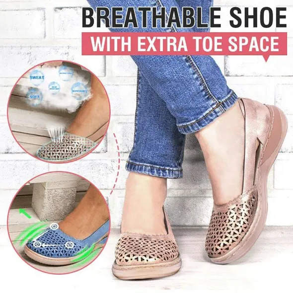 Wedges Orthopedic Hollow Out PU Summer Vintage Sandals
