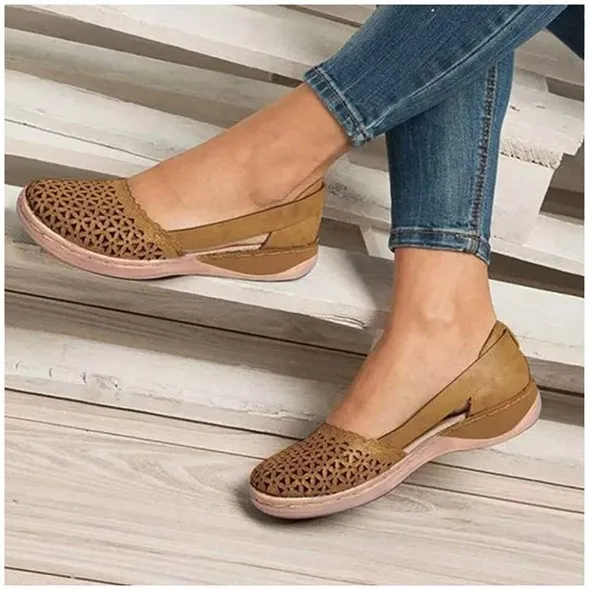 Wedges Orthopedic Hollow Out PU Summer Vintage Sandals
