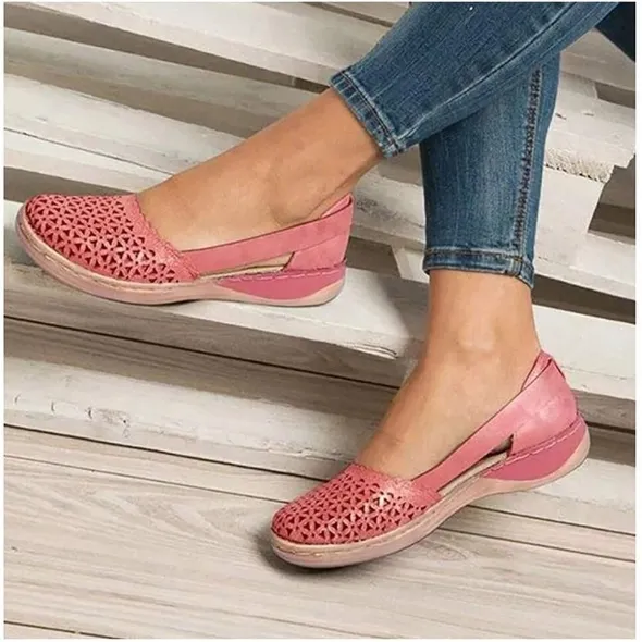 Wedges Orthopedic Hollow Out PU Summer Vintage Sandals
