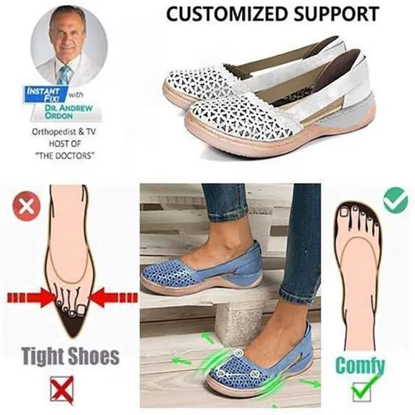 Wedges Orthopedic Hollow Out PU Summer Vintage Sandals