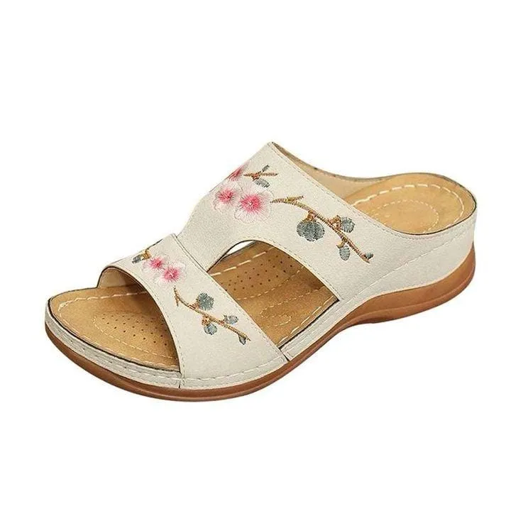 Women Summer Premium Flower Embroidered Orthopedic Sandals 2024