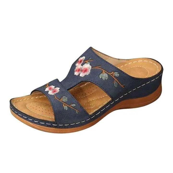 Women Summer Premium Flower Embroidered Orthopedic Sandals 2024